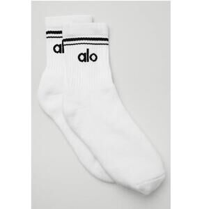 Alo Yoga Unisex Half Crew Socks WHITE/BLACK
